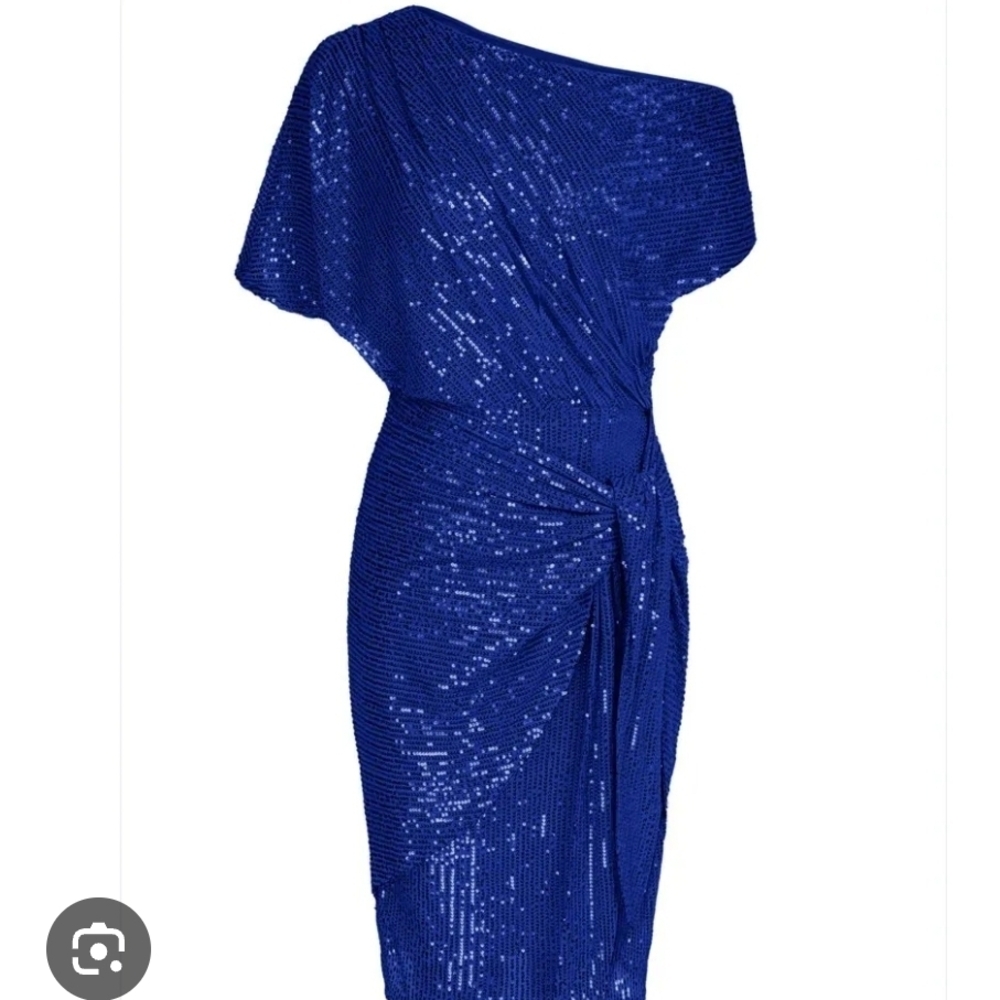 One-Shoulder Royal Blue Sequin Dress